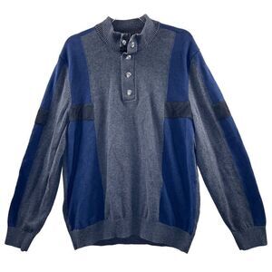 INC Men's Vintage Colorblocked Henley Sweater Gray Size XL Long Sleeve